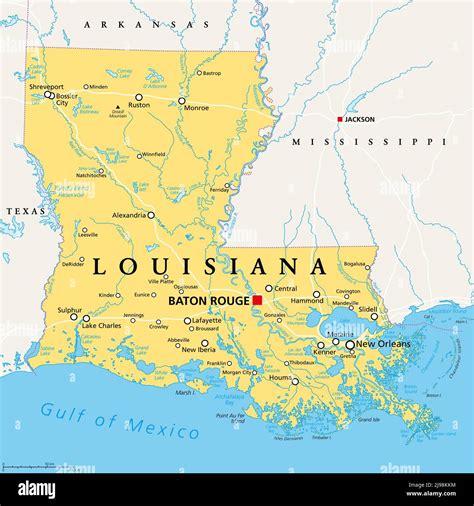 A Map of the United States with focus on New Orleans